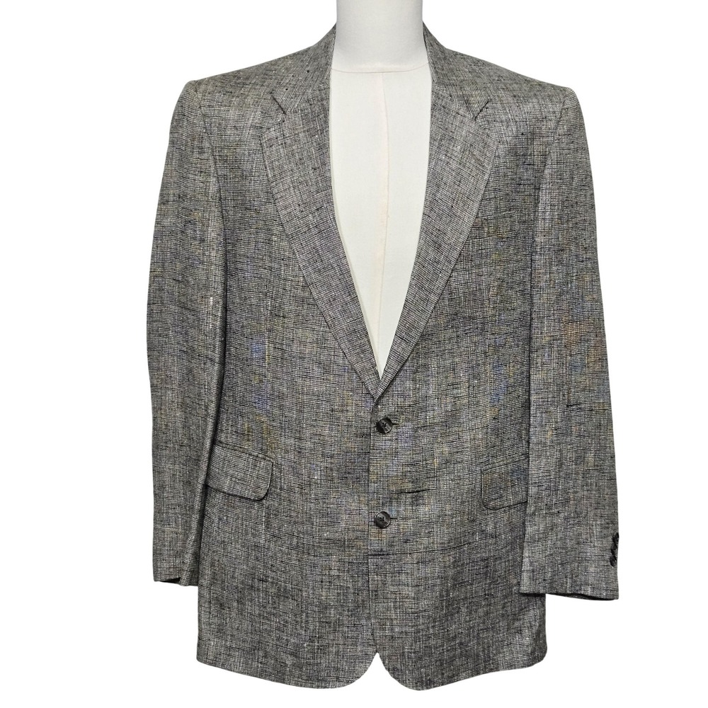 TravelSmith Blazer Mens‎ 42 Long Gray Black Textured Two Button Sport Coat USA